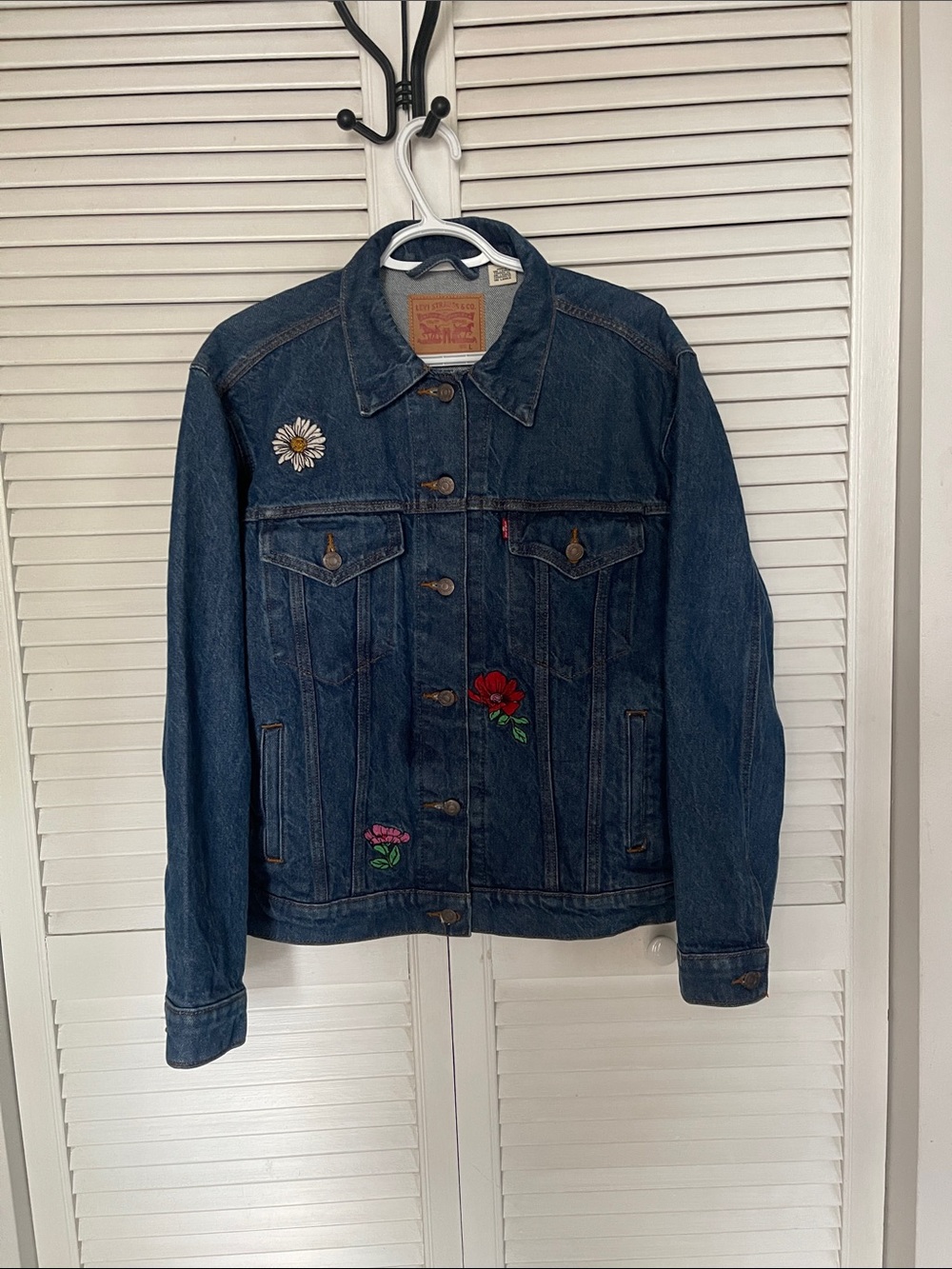Levi's Blue Denim Jacket with Floral Patches